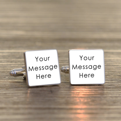 Personalised Custom Square Cufflinks - White, Grey or Black