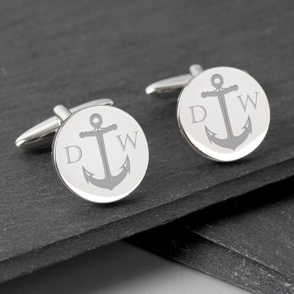 Personalised Anchor Round Cufflinks