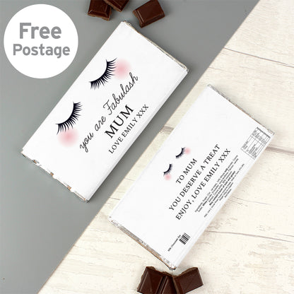 Personalised Eyelashes Milk Chocolate Bar