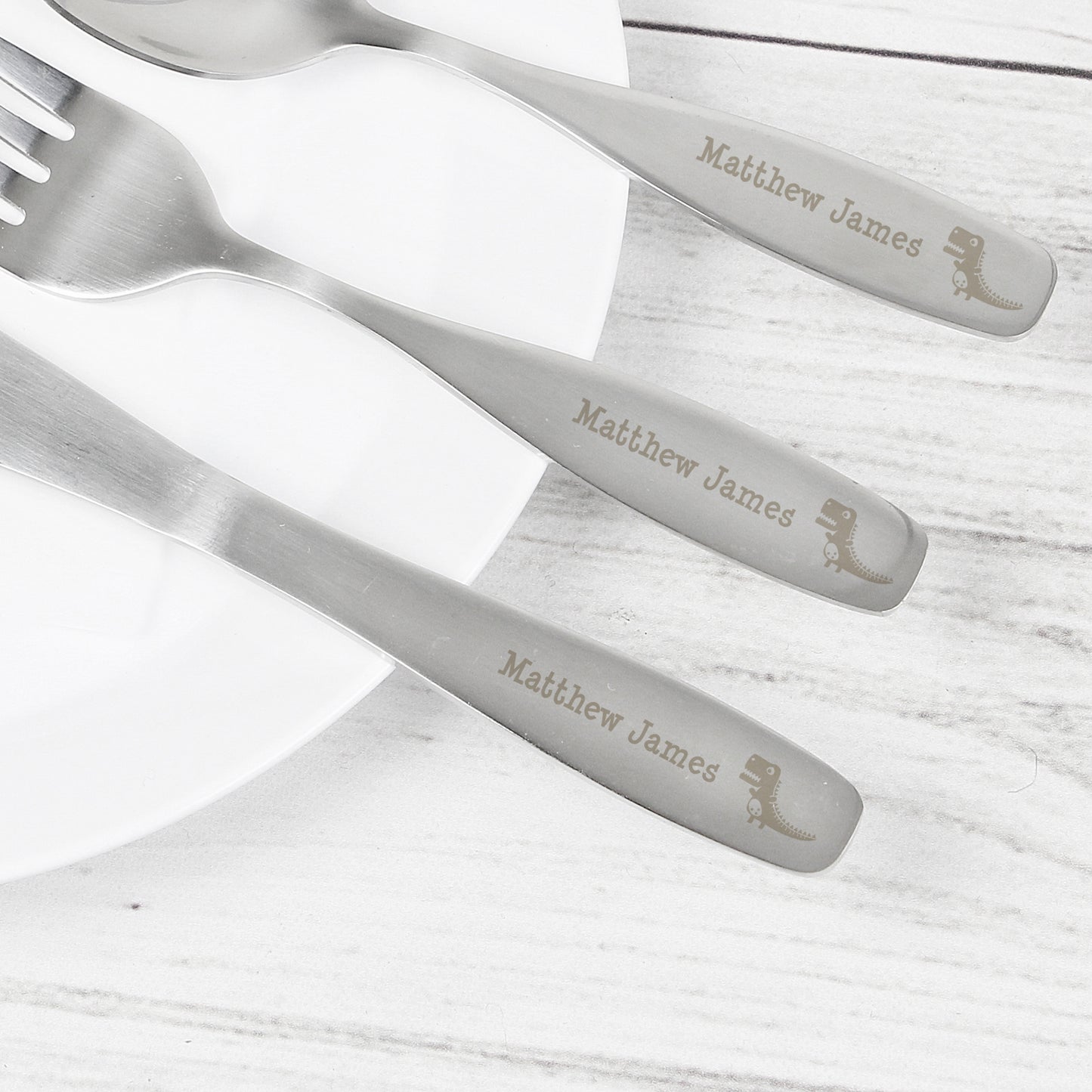 Personalised 3 Piece Dinosaur Cutlery Set