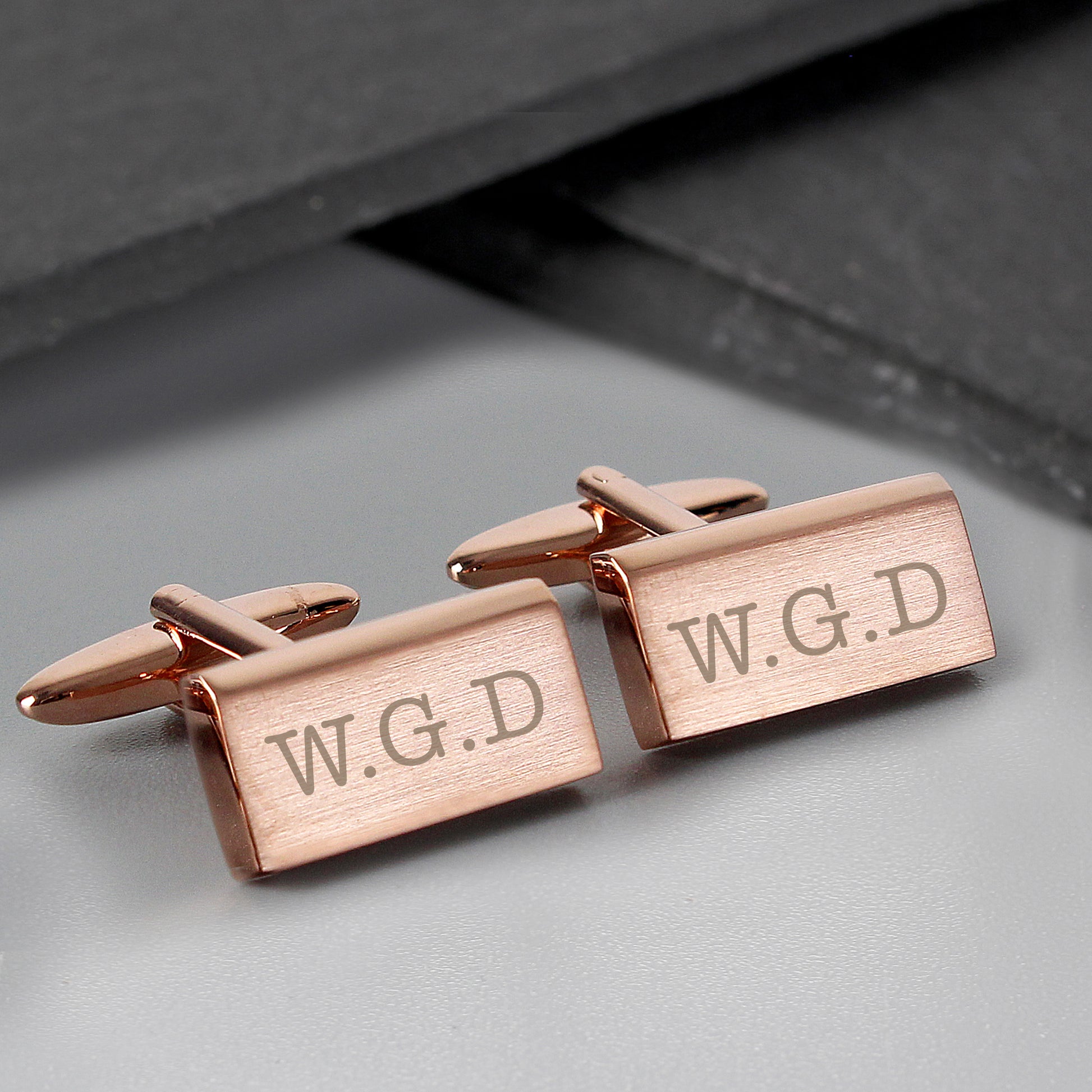 Personalised Classic Rose Gold Plated Cufflinks