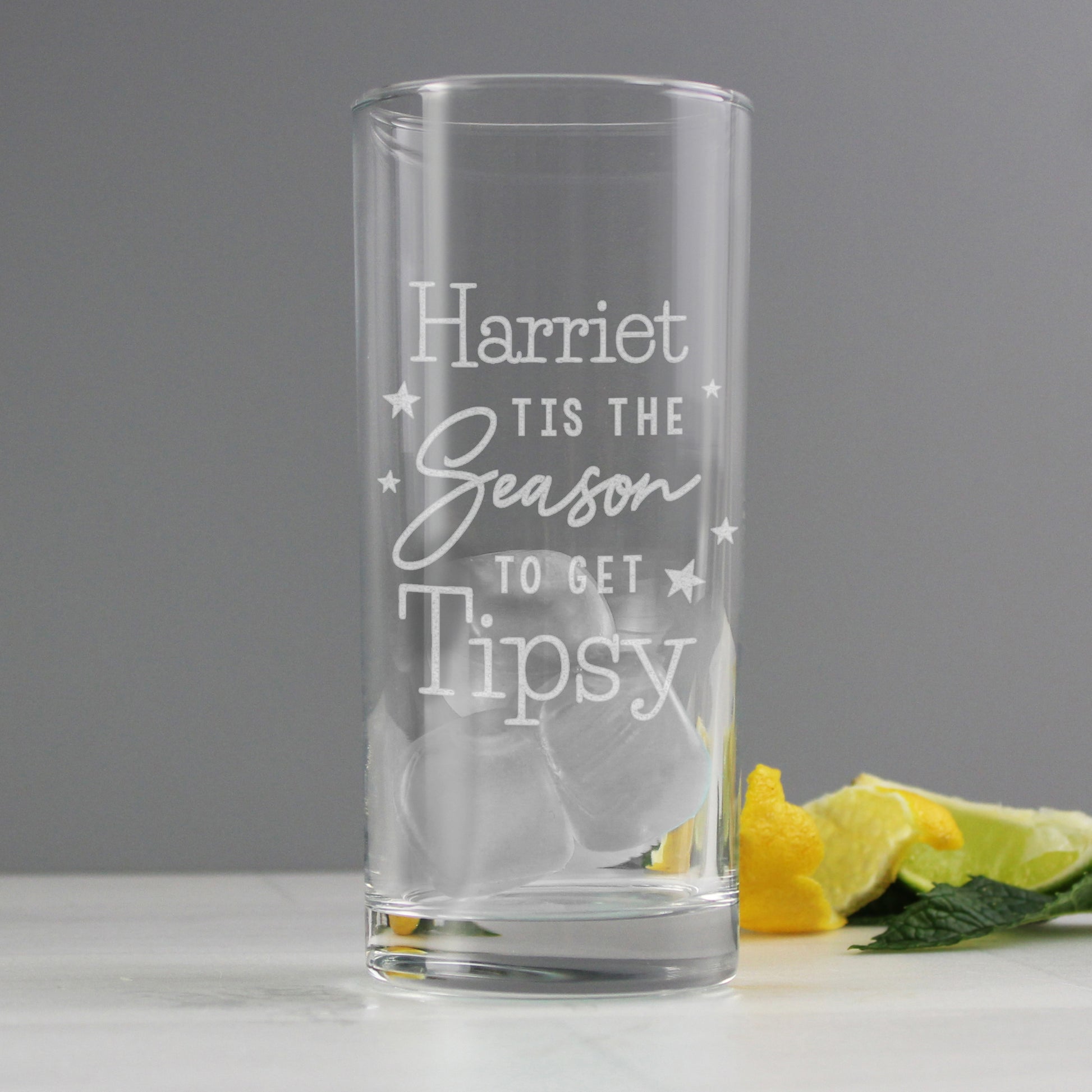 Personalised Tis The Season To Get Tipsy Christmas Hi Ball Glass