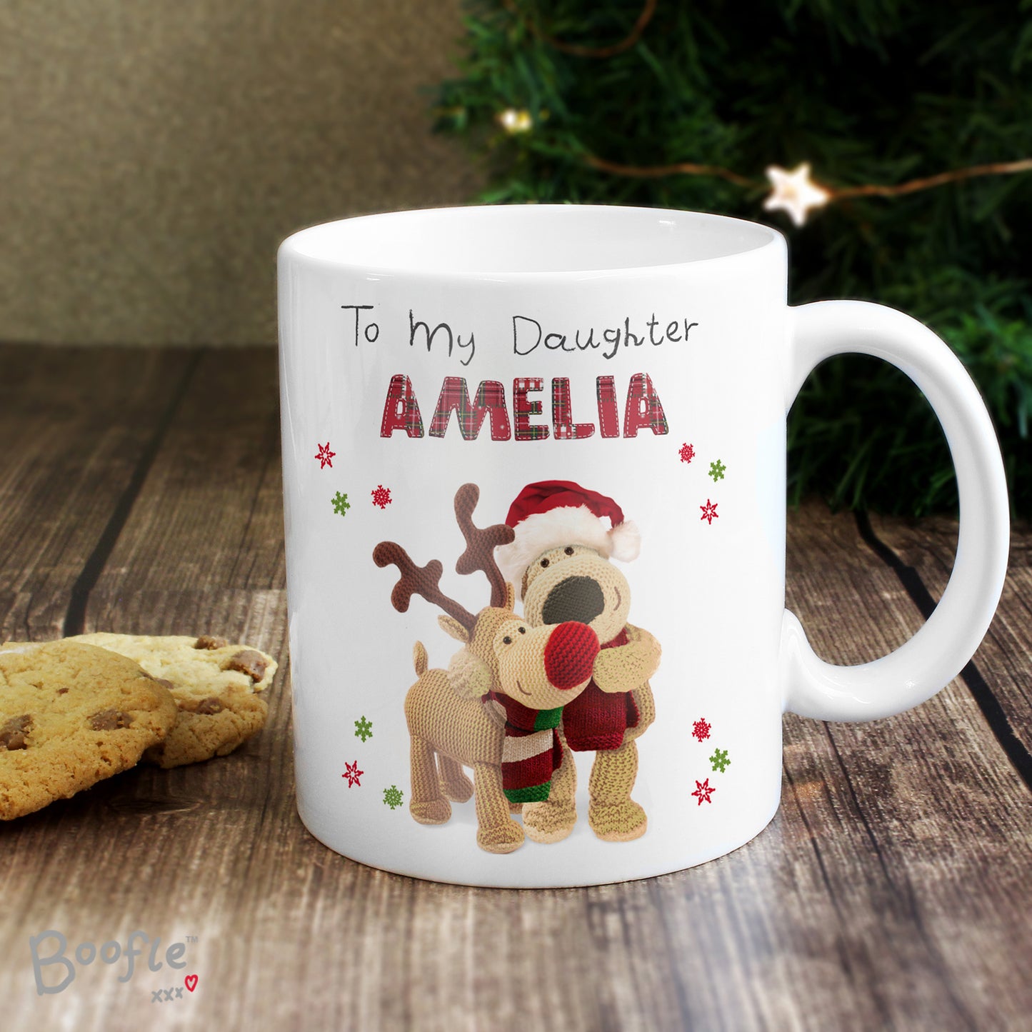 Personalised Boofle Christmas Reindeer Mug