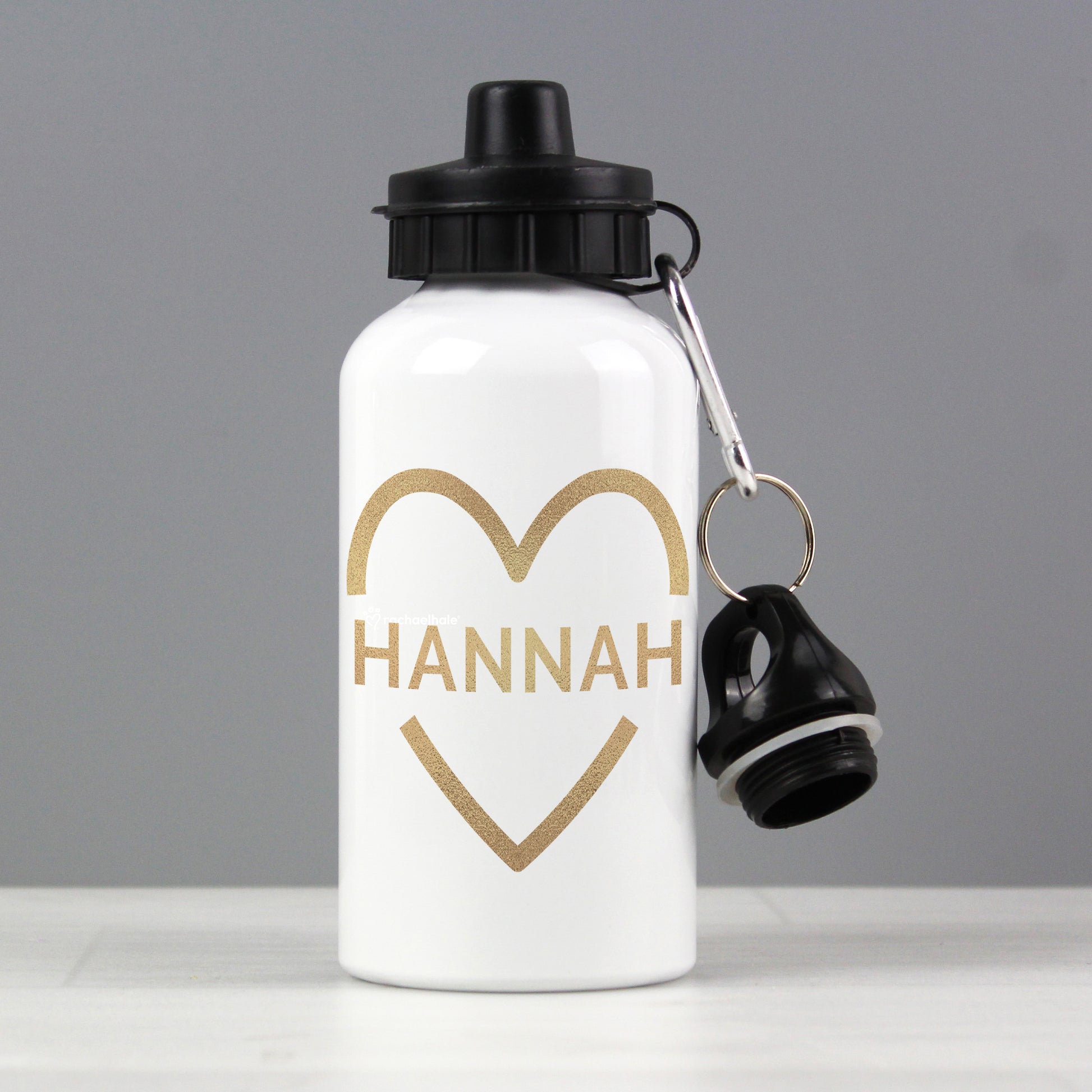 Personalised Gold Heart Drinks Bottle