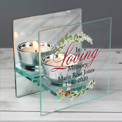 Personalised In Loving Memory Memorial Glass Tea Light Candle Holder