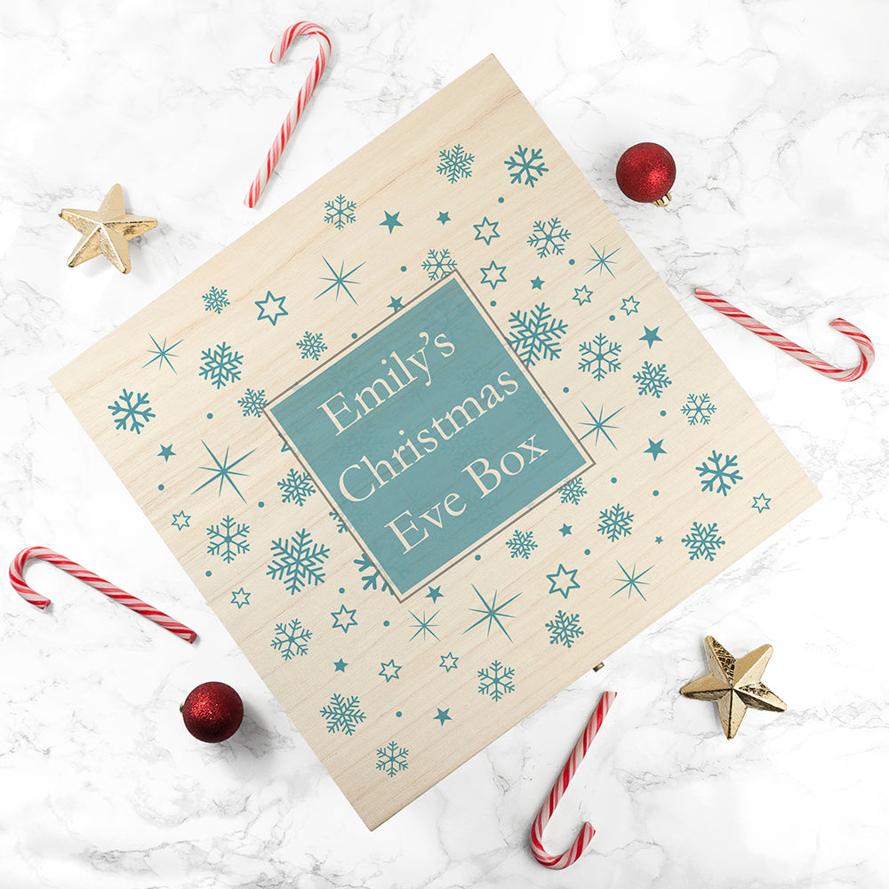 Personalised Ice Blue Snowflake Christmas Eve Box