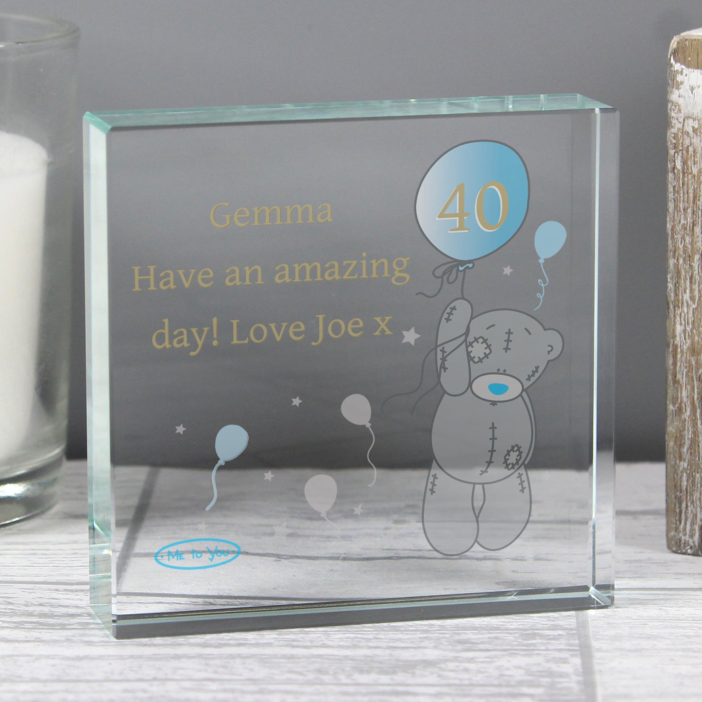 Personalised Me To You Balloon Birthday Age Large Crystal Token