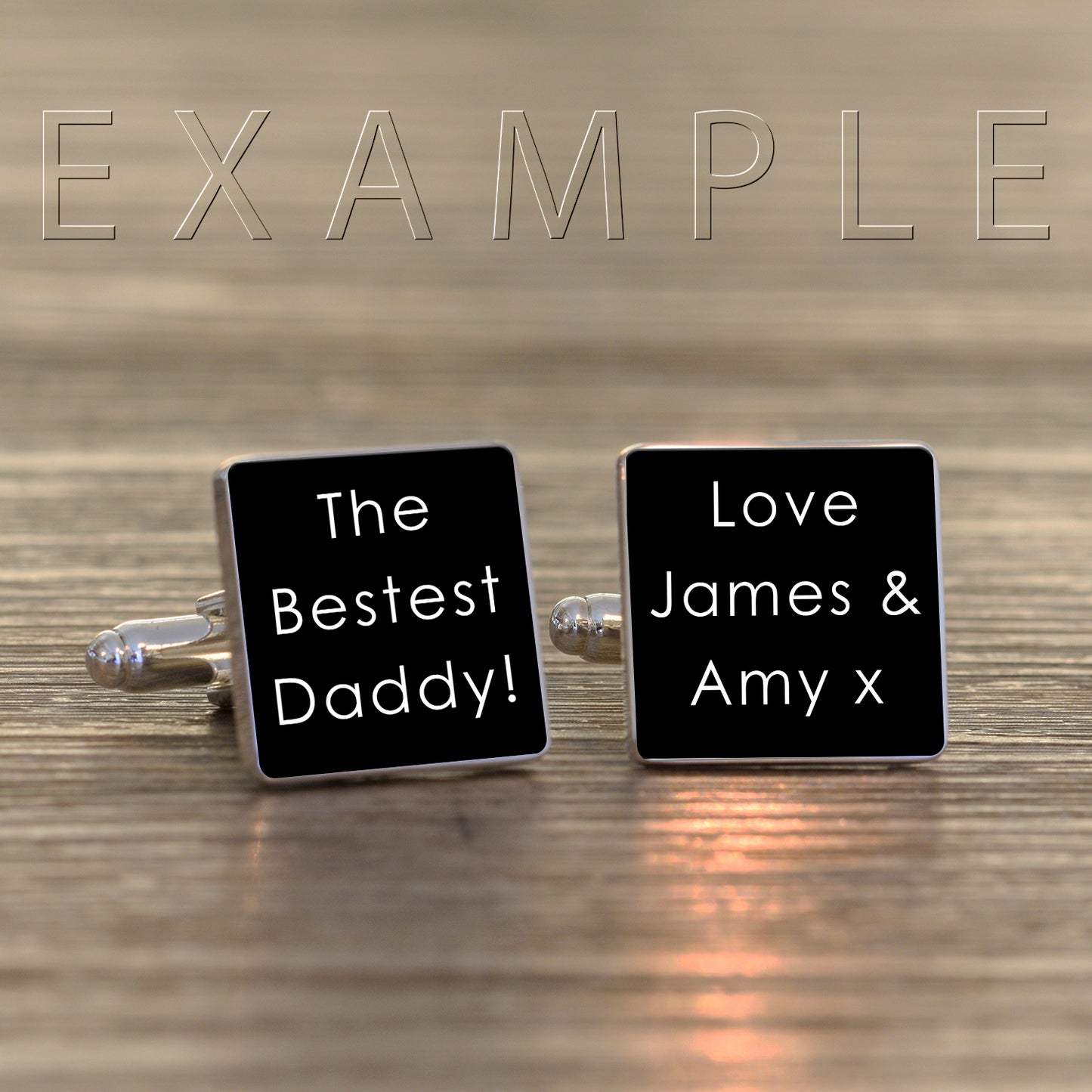 Personalised Custom Square Cufflinks - White, Grey or Black