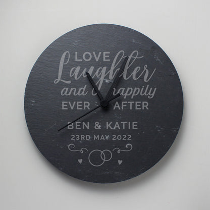 Personalised Love Laughter Slate Clock