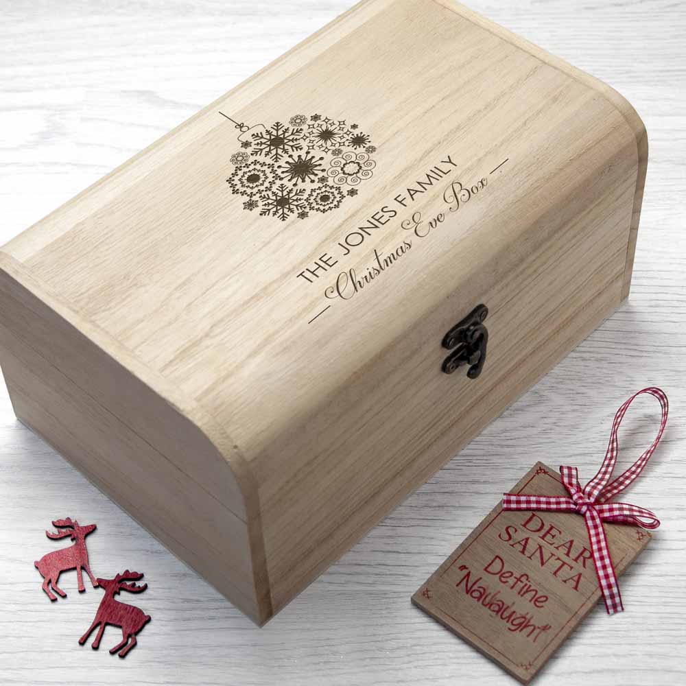 Personalised Family Christmas Eve Chest Box With Bauble Design