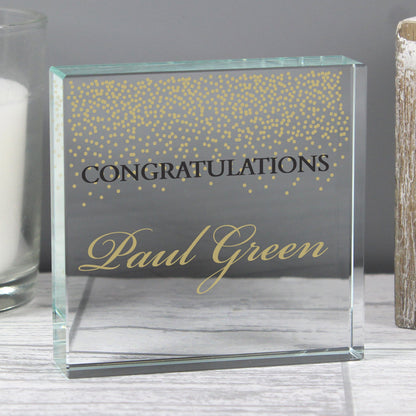 Personalised Gold Confetti Large Crystal Token