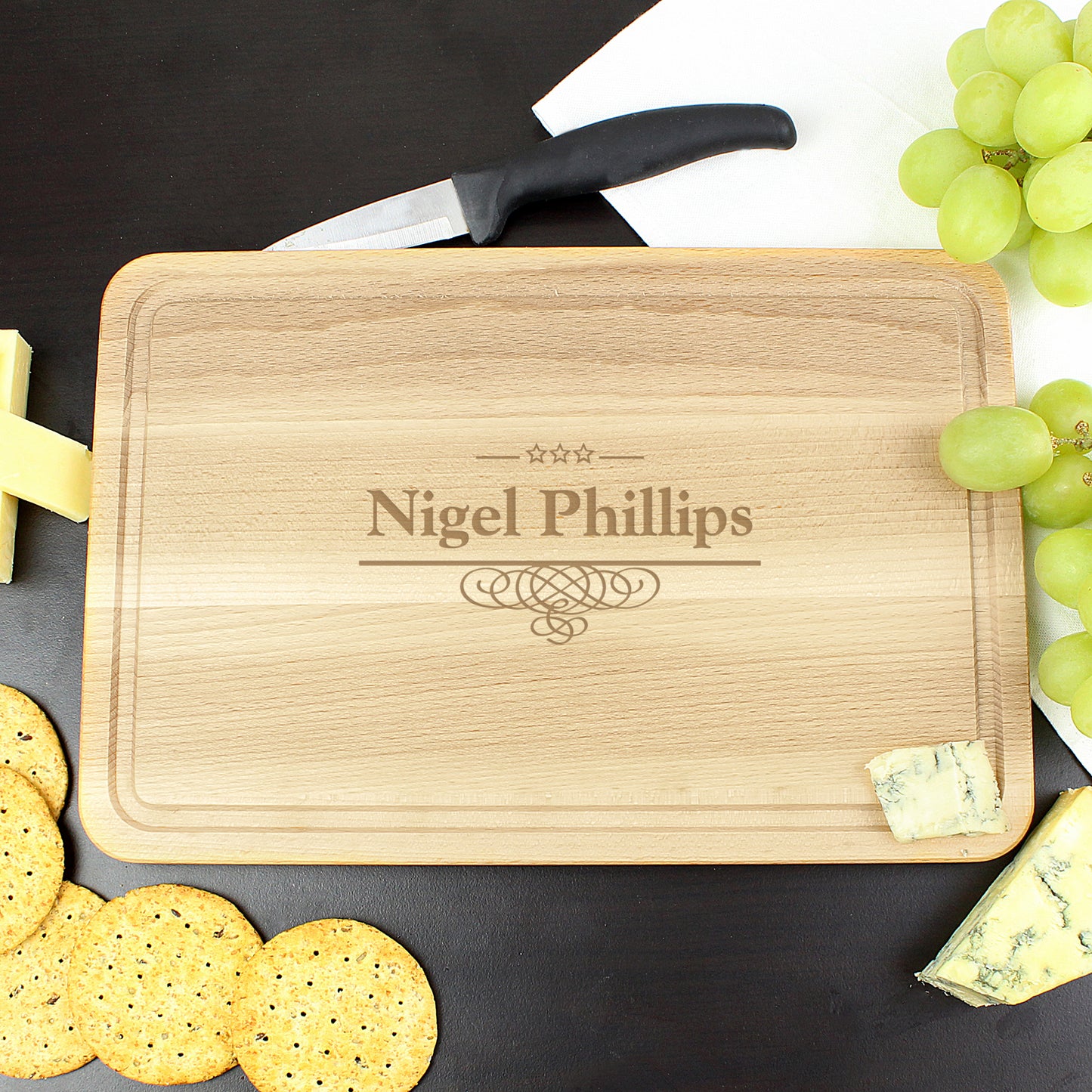 Personalised Decorative Swirl Large Chopping Board