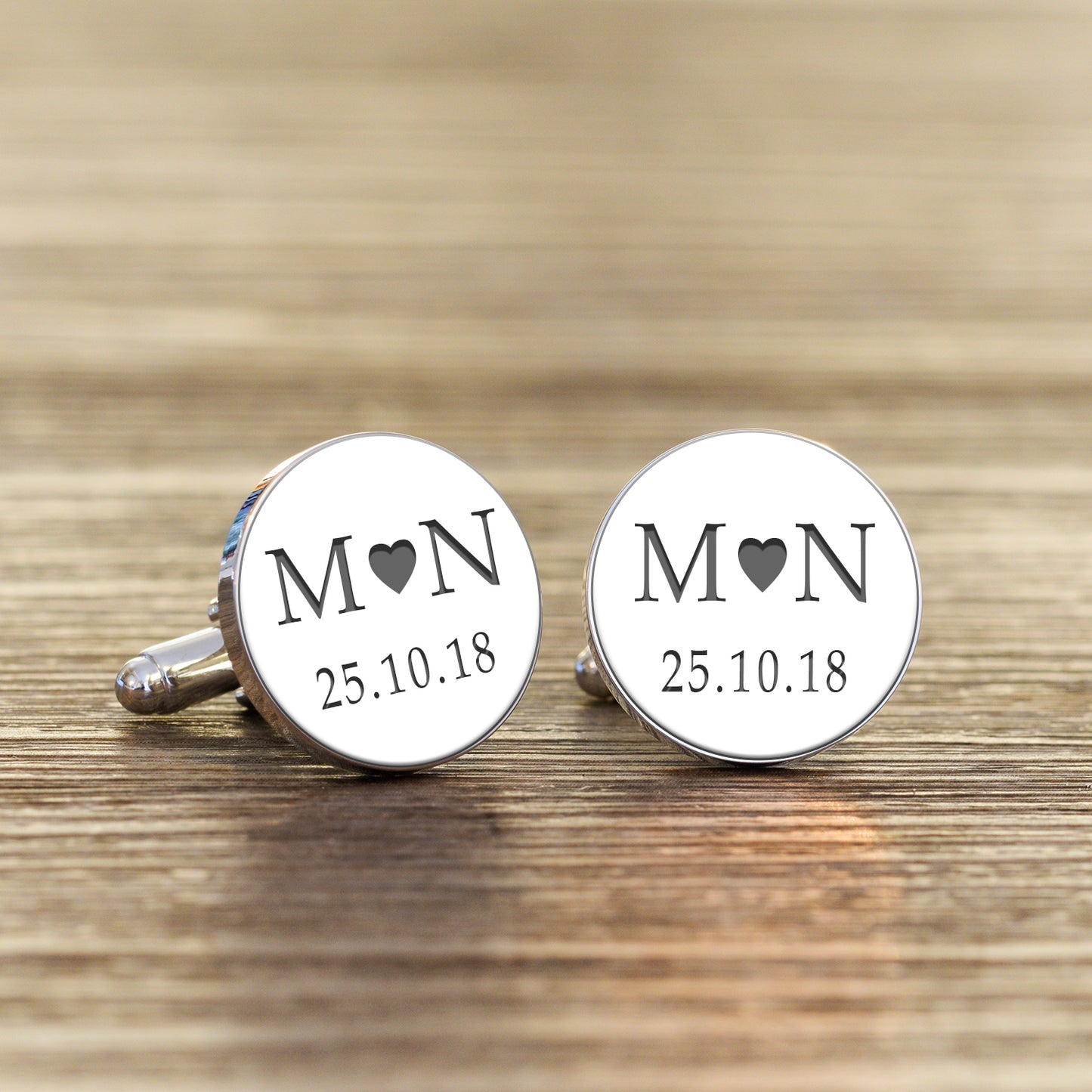 Personalised Initials and Date Cufflinks - Coloured