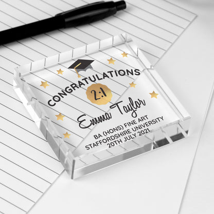 Personalised Congratulations Graduation Large Crystal Token