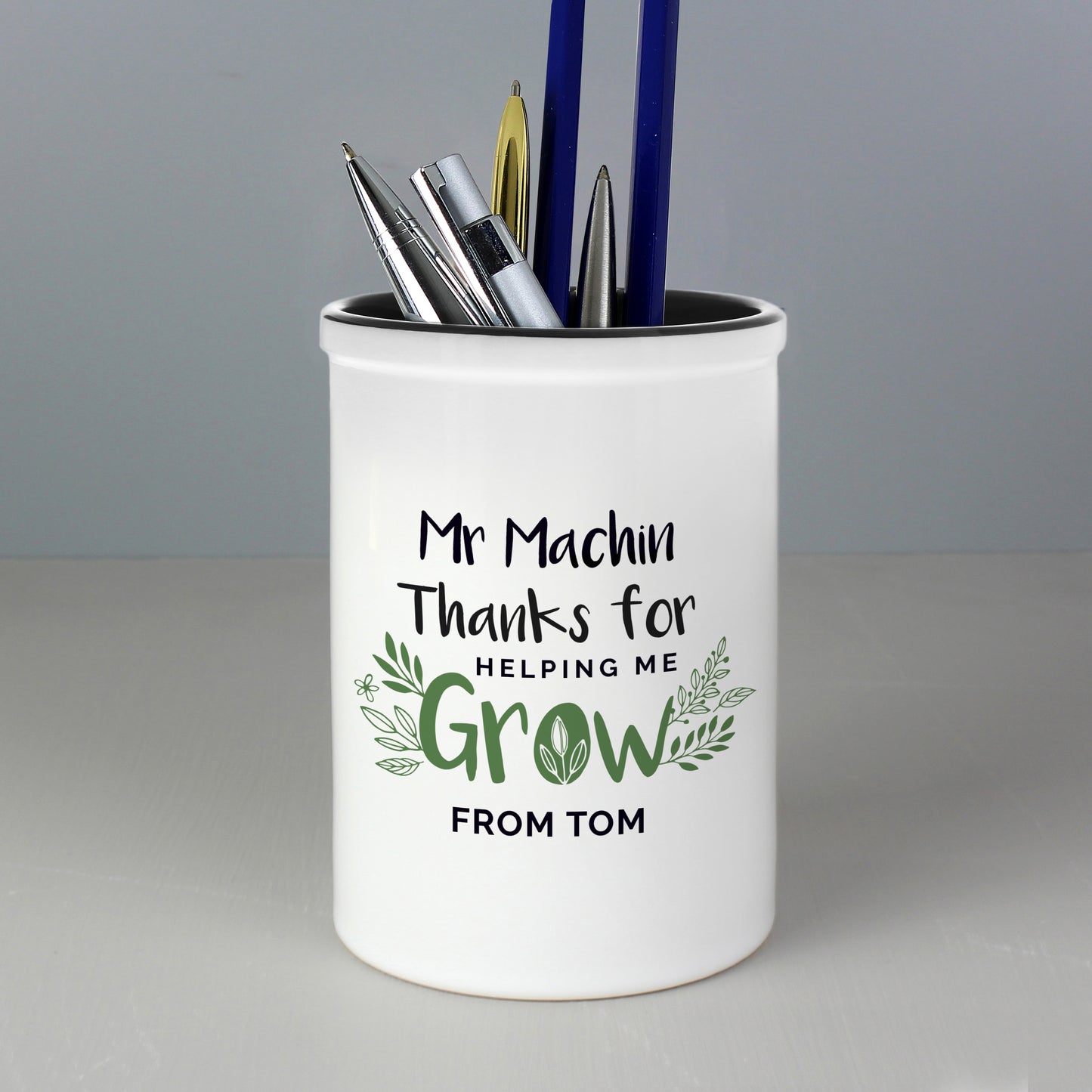 Personalised Thanks For Helping Me Grow Ceramic Stationery Pot