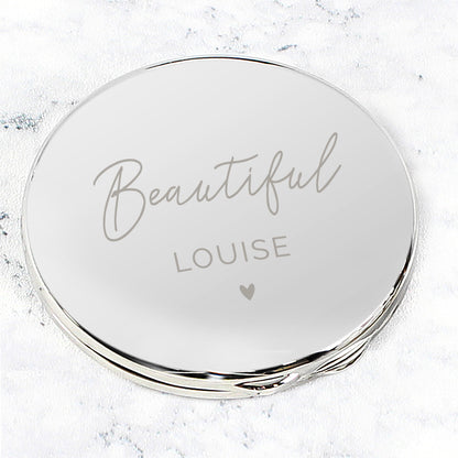 Personalised Heart Compact Mirror