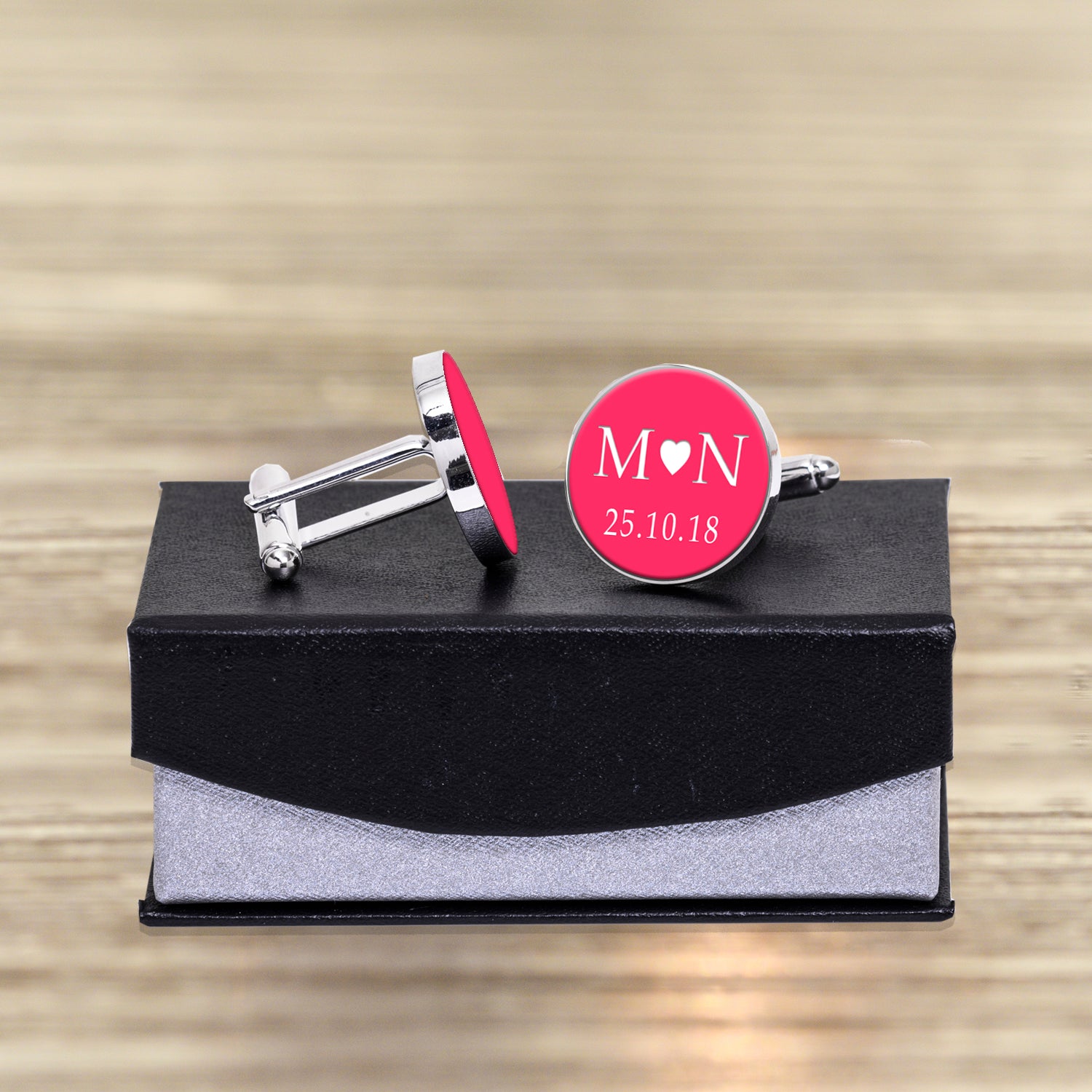 Personalised Initials and Date Cufflinks - Coloured