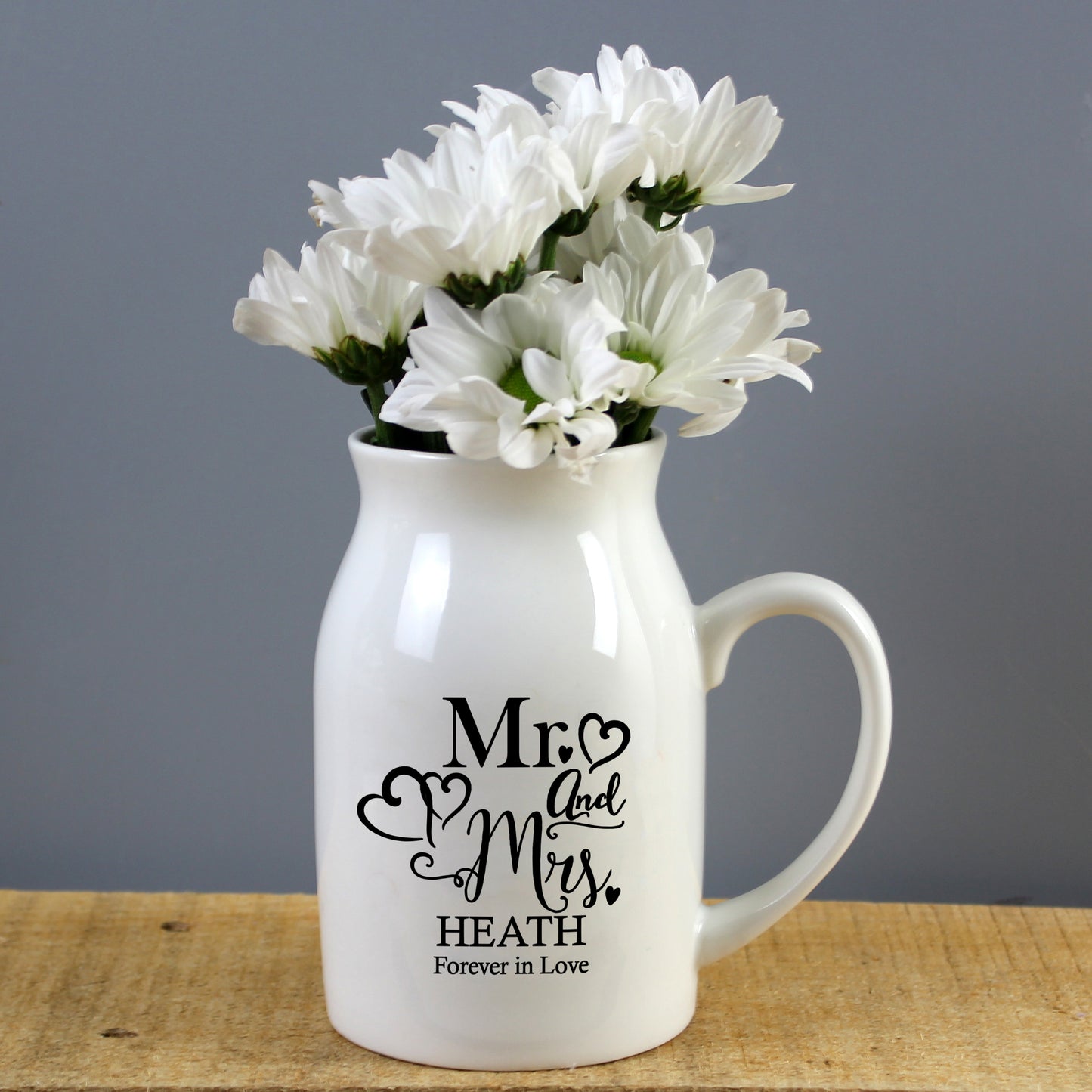 Personalised Wedding Mr & Mrs Flower Jug Vase | Gift Idea