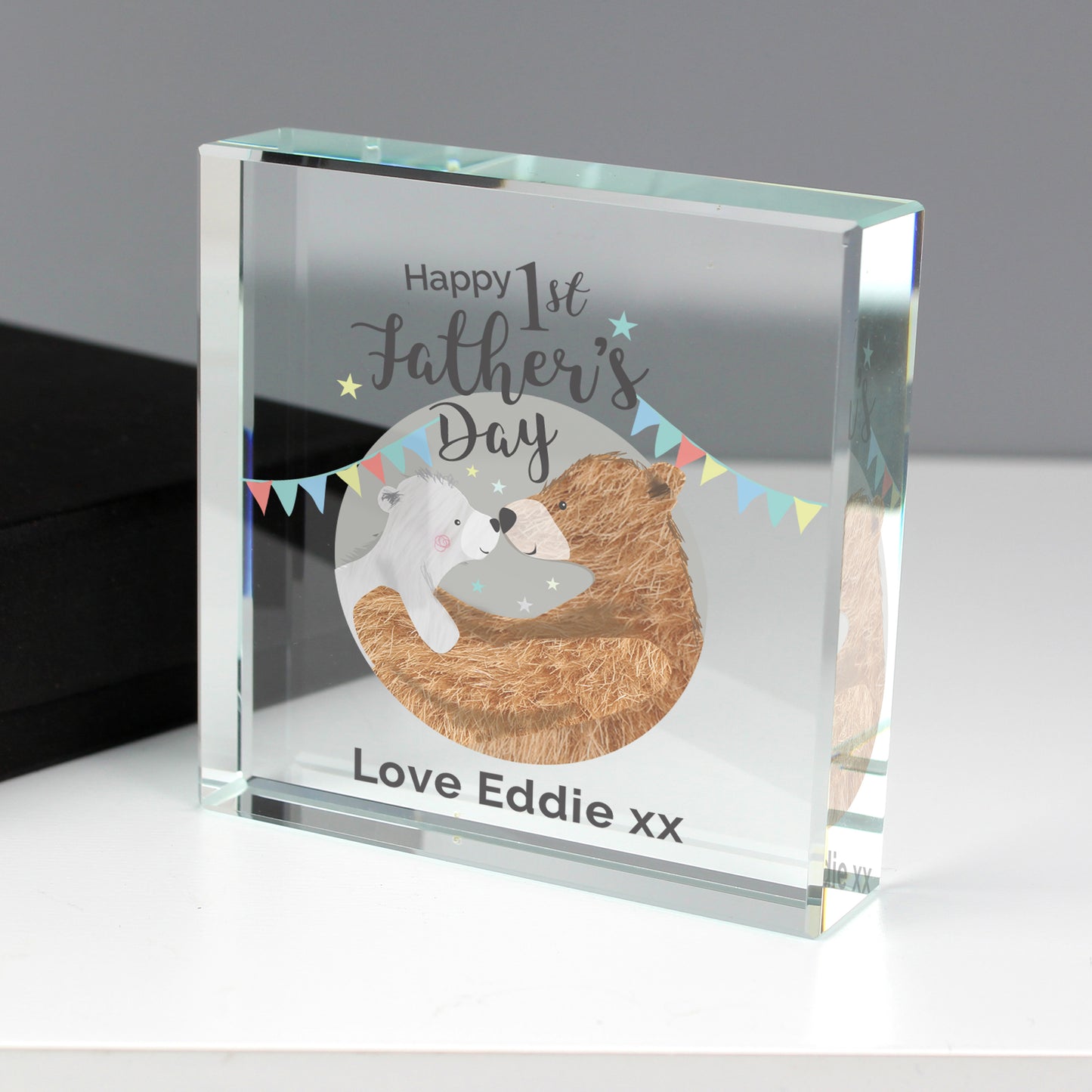 Personalised 1st Father's Day Daddy Bear Large Crystal Token