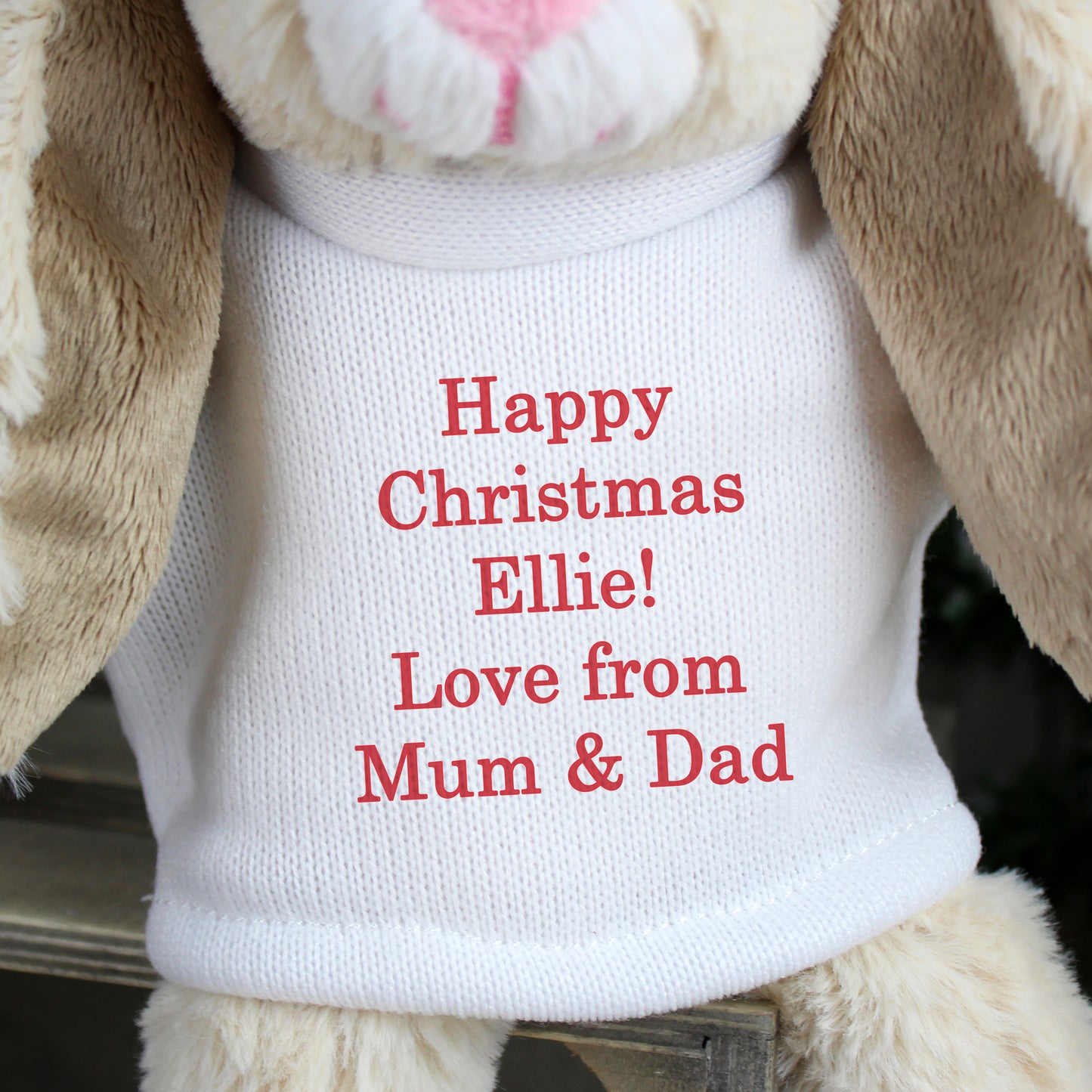 Personalised Christmas Bunny Rabbit Soft Toy - Red