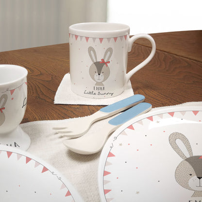 Personalised Little Bunny Pink Breakfast Set