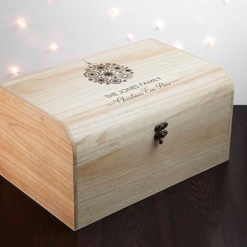 Personalised Family Christmas Eve Chest Box With Bauble Design