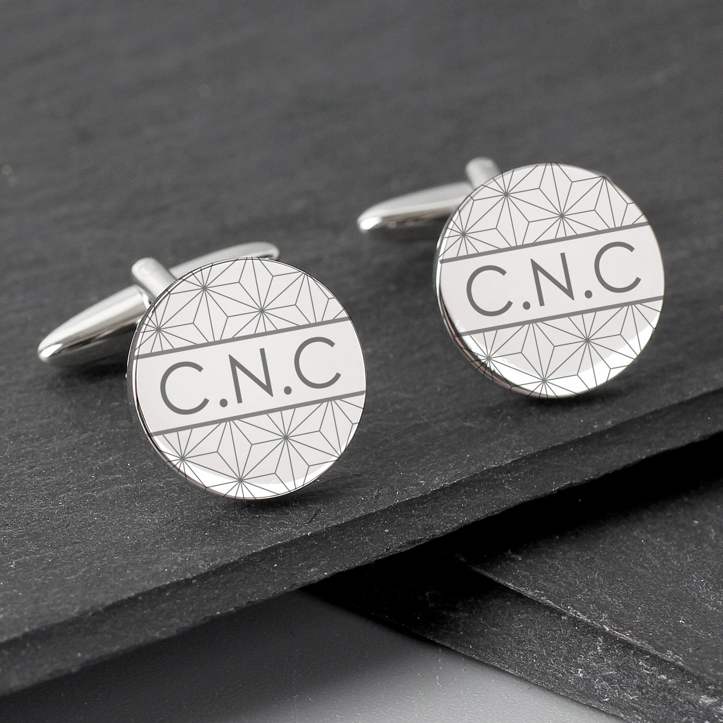 Personalised Geometric Round Cufflinks