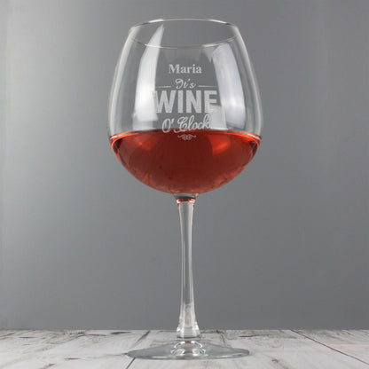 Personalised Wine O'Clock Giant Wine Glass