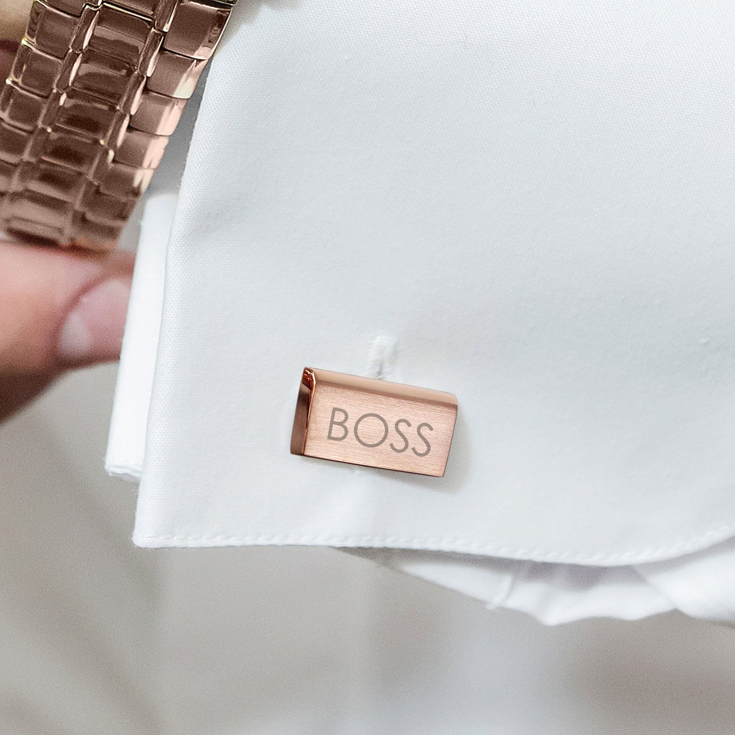 Personalised Modern Rose Gold Plated Cufflinks